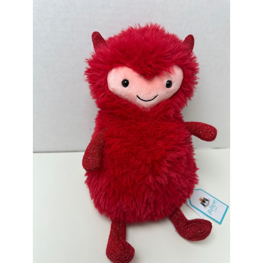 Jellycat Jinx Monster Red Shaggy Plush Toy with Glitter Accents NEW